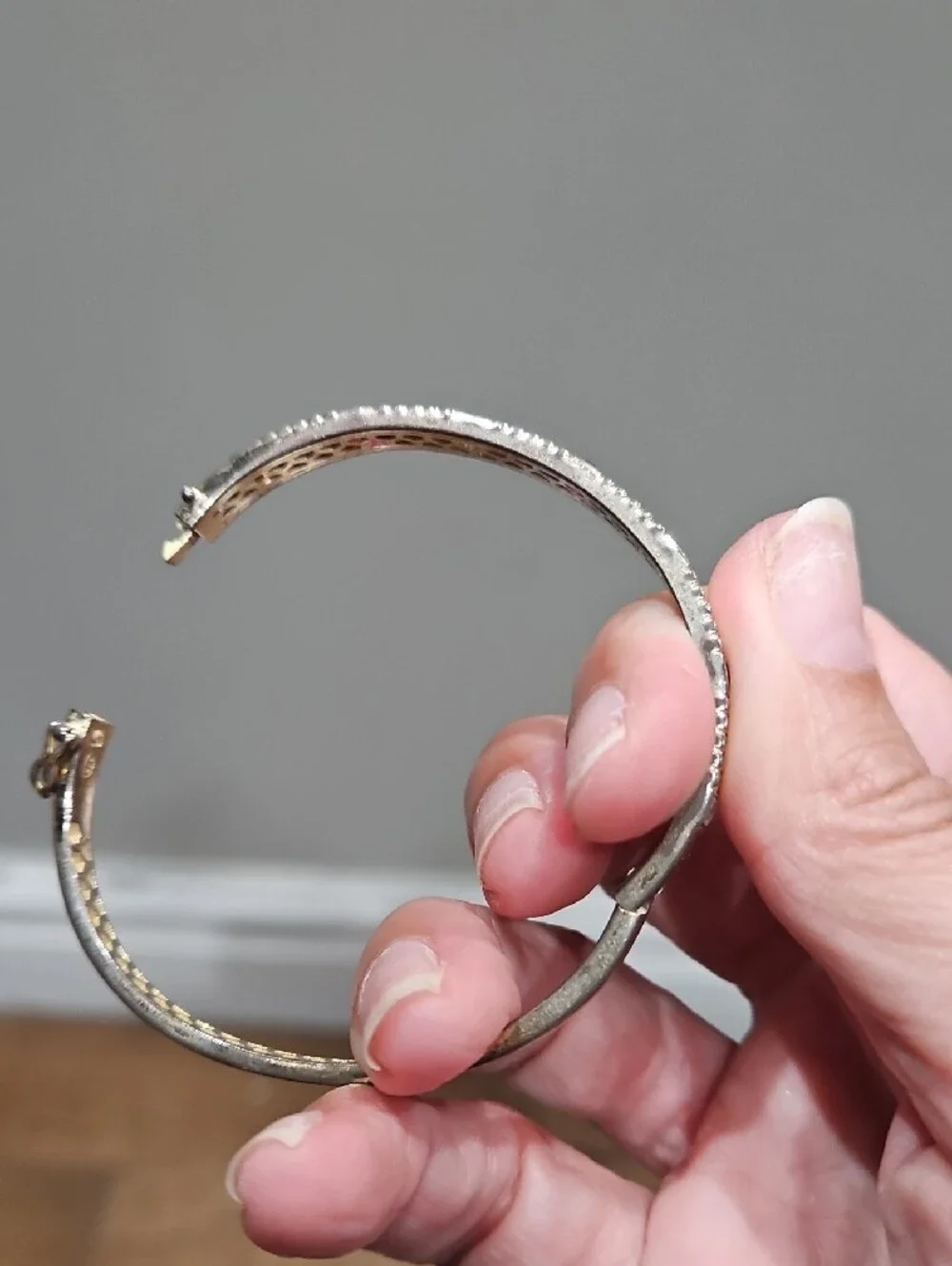 Gold-Tone Bracelet with Pink Accent Bars